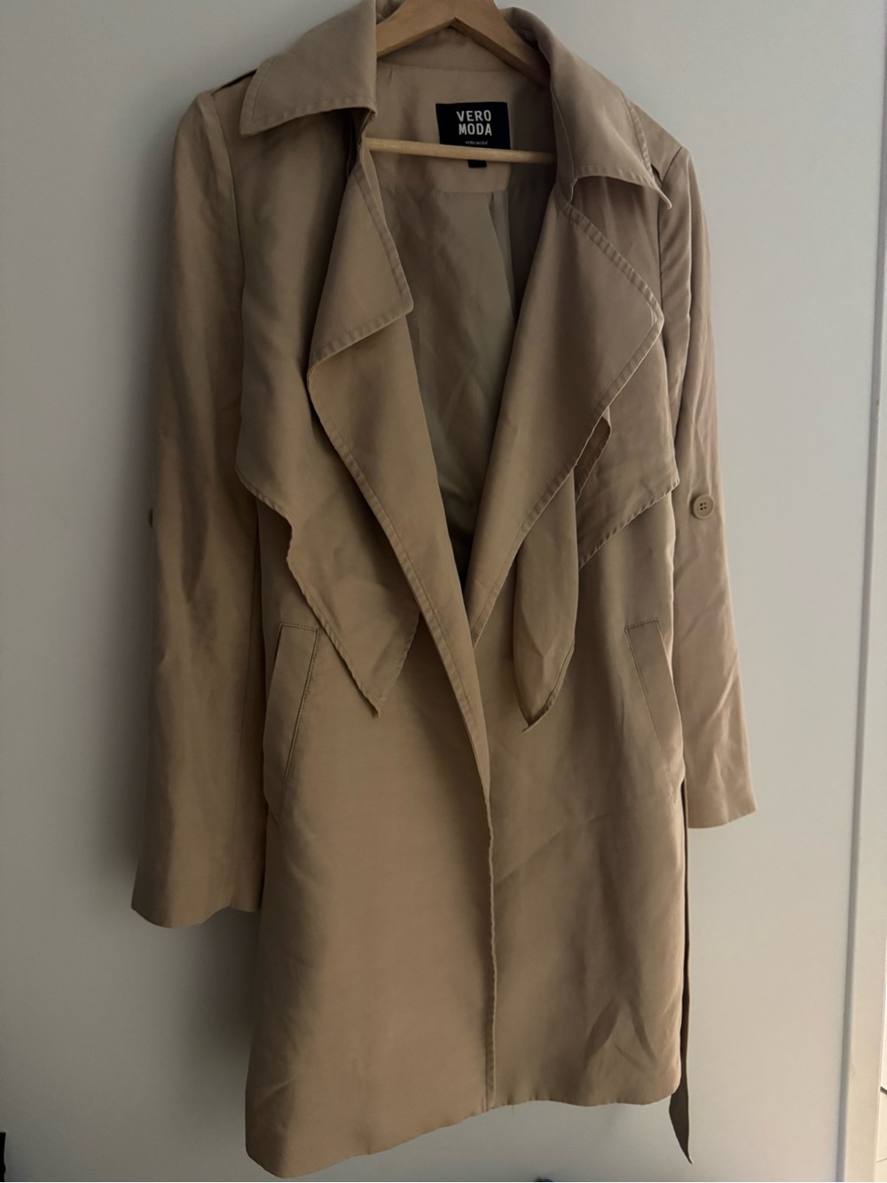 Vero Moda Light Beige Drape Trench Coat